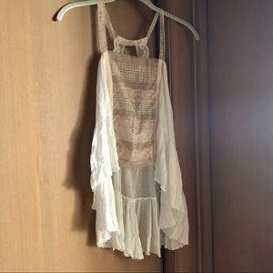 FREE PEOPLE lace tank top with high-low hem